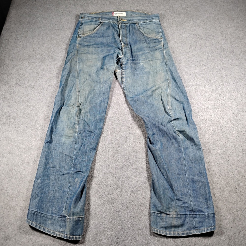 Vintage Levi's Men's Blue Engineered Buckle Back Twisted Seam Jeans Size 31x32